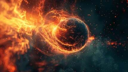Obraz premium A blazing orb streaking through the darkness, leaving a trail of light behind ,close-up,ultra HD,digital photography