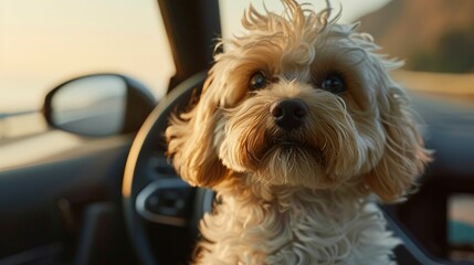 Lifelike 3D pets relishing the cool, tech-savvy environment of a car in pet mode, offering relief from the heatwave
