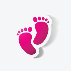 Paper clipped sticker footprint symbol vector image