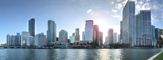 Miami, Florida, USA downtown cityscape in the day.