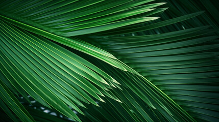 Tropical botanical green leaf background, palm tree leaf, coconut leaf, photo shot