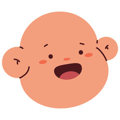 Funny baby boy face emotion vector cartoon sign isolated on a white background.