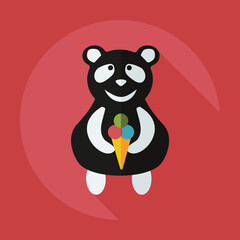Flat modern design with shadow icons panda eating vector image