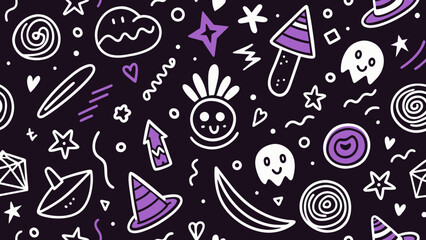Naklejka premium Fun black line doodle 
