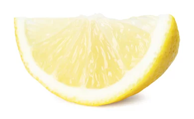 Deurstickers Slice of fresh lemon isolated on white © New Africa