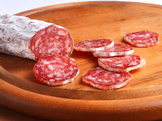 Salami pur porc, Wurst, Schwein, Brotzeit, Salami, Scheiben, 