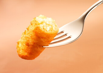 Kroketten Gabel, Krokette, Kartoffeln, Gabel, isoliert, close up, 