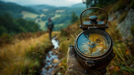 Capture a geocacher using GPS coordinates to search for hidden containers or 