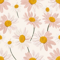 Daisy flower background, seamless pattern