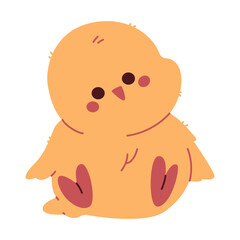 Cute chick sitting vector cartoon illustration isolated on a white background.