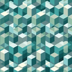 Obraz premium Pattern of Geometric isometric cubes, in shades of teal and grey. seamless