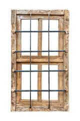 Ancient weathered prison window with rusted steel bars - 780657245