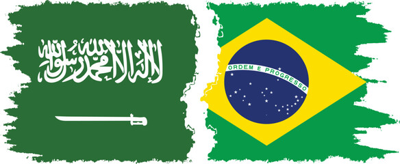 Brazil and Saudi Arabia grunge flags connection vector