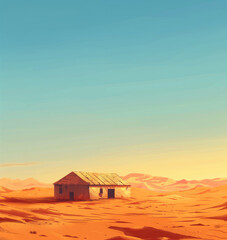 Alone house in the middle of the desert

