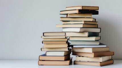 Stack of new books and diaries in a white minimal background