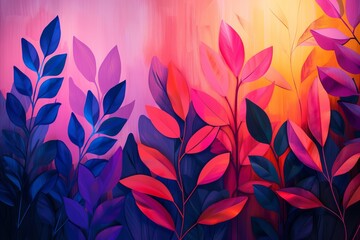 Minimalist yet bold, this abstract backdrop combines vibrant foliage forms and organic lines to reflect nature's essence