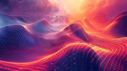 An abstract blending optical illusions and holographic patterns, conveying a sense of advanced technology and space-age aesthetics