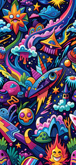  graffiti universe seamless pattern