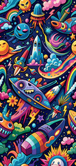  graffiti universe seamless pattern