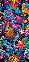  graffiti universe seamless pattern