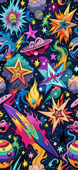  graffiti universe seamless pattern
