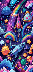  graffiti universe seamless pattern