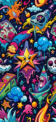  graffiti universe seamless pattern