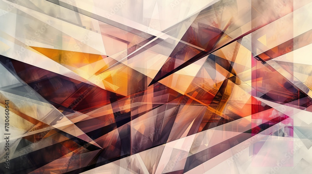 Poster striking example of abstract digital art, characterized by a complex arrangement of geometric shapes