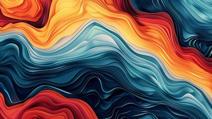 Thin, ceramic-like lines twist and turn in an orderly fashion, forming a complex, lively colored pattern in this abstract backdrop - obrazy, fototapety, plakaty