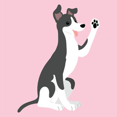 Simple and adorable illustration of Italian Greyhound sitting and lifting a paw flat colored