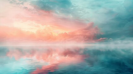 Soft, ethereal fog at sunrise is captured on this abstract canvas, where the blur of pastel tones conveys tranquility and spaciousness