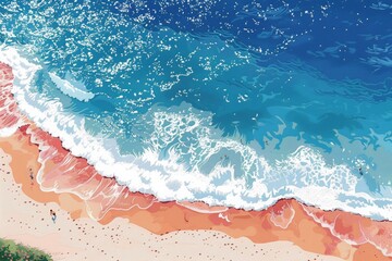 Obraz premium Summer holidays on the beach with family and friends, vector illustration, AI generated