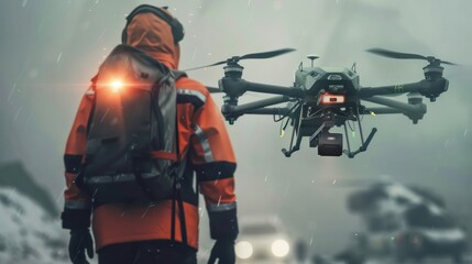 Fototapeta premium Drone transport improves safety by minimizing the need for human involvement in hazardous environments