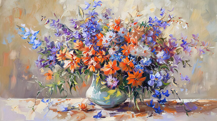 Vibrant Vases: Flowers in Oil Still Life