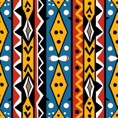 Traditional African tribal patterns with bold colors and shapes. seamless