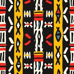 Traditional African tribal patterns with bold colors and shapes. seamless