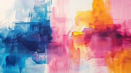 Lively abstract canvas emulating the natural flow of watercolors blending on paper, with a radiant palette for a creative, organic feel