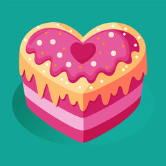 In Love with Dessert: Heart Shaped Cake Illustration

