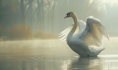 majesty of a magnificent white swan the softness of its feathers, and the serenity rendered in expression with beauty generative ai - Powered by Adobe
