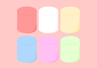 Set of marshmallows - pastel colored. Marshmallow cartoon vector. Marshmallow logo design.