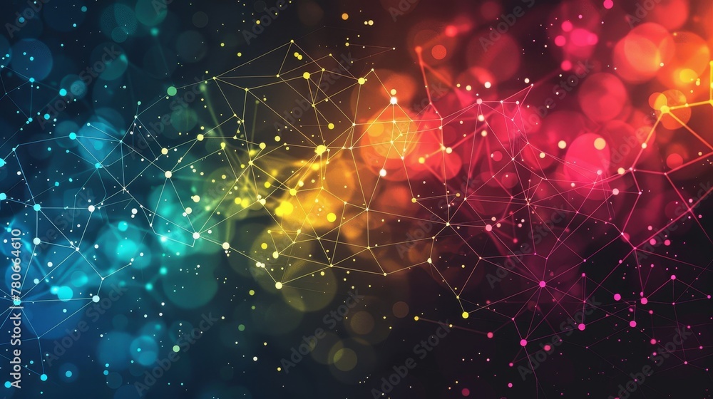 Poster a stunning geometric design with colorful dots and interconnecting lines