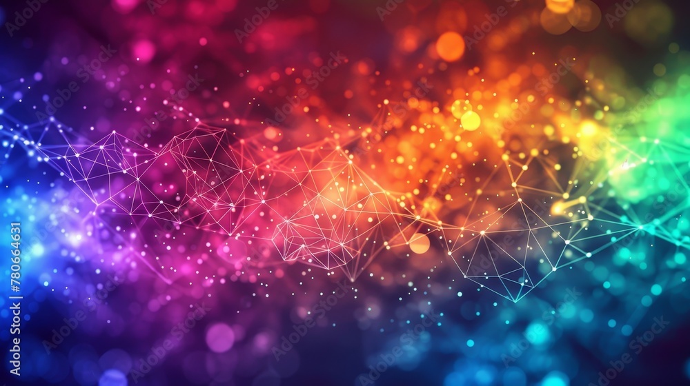 Poster a stunning geometric design with colorful dots and interconnecting lines