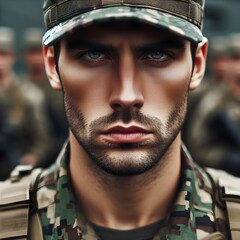 Obraz premium Piercing Gaze of a Soldier 