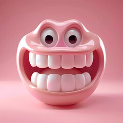Happy dentist tooth character face 3d style. Generative ai design concept art.