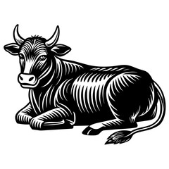 fat-cow-right-lying-icon-bold-engrave 
