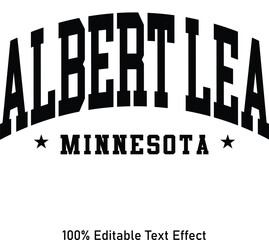 Albert Lea text effect vector. Editable college t-shirt design printable text effect vector - obrazy, fototapety, plakaty