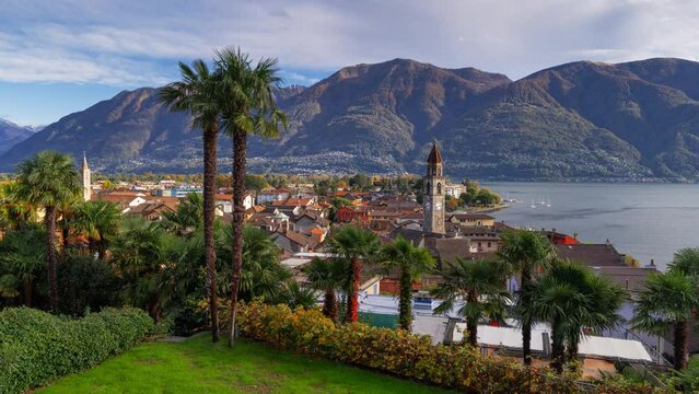 Ascona, Switzerland townscape on the shores of Lake Maggiore