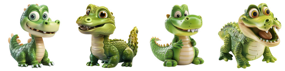 Fototapeta premium Toy Crocodile clipart collection, symbol, logos, icons isolated on transparent background