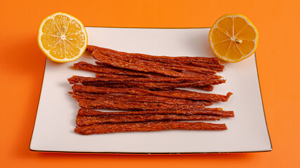 Dried salty beef slices snack