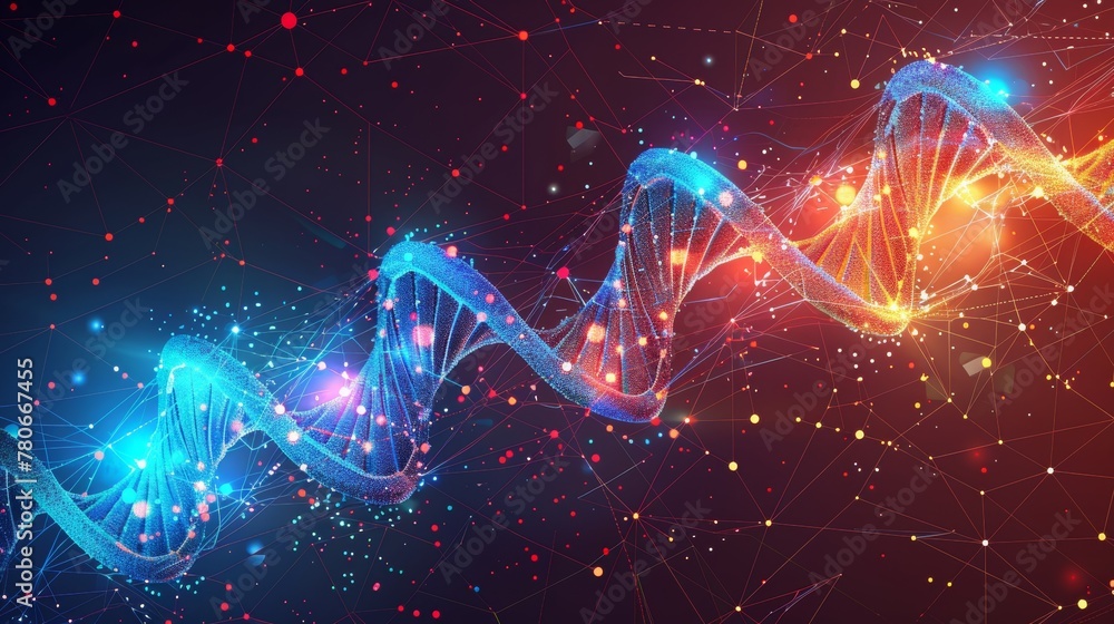 Poster an abstract vector background depicting futuristic dna technology elements